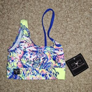 Neon Multicolor Kandi Kouture One-Shouldered Bra/Dance Top CM 5/6